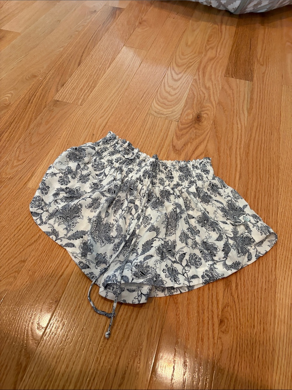 Lucy Love White Shorts with Navy Floral Print